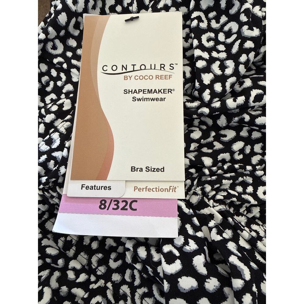 Coco Reef Villa Cheetah Solitaire V-neck UW One Piece Swim Suit 8 32C NWT - Picture 3 of 4